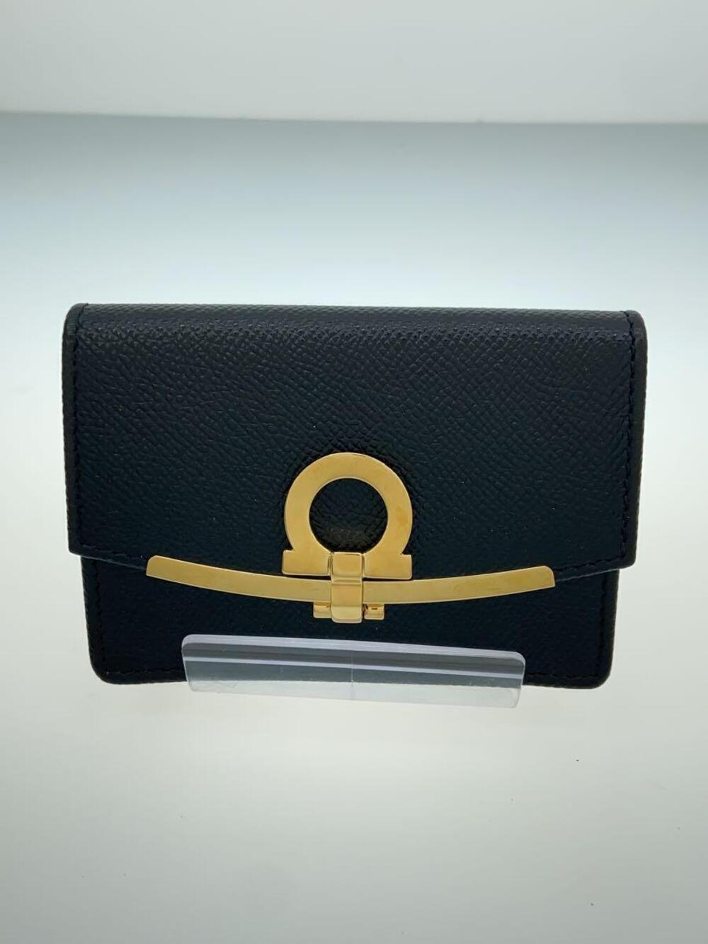 Salvatore Ferragamo Card Case Wallet Leather Black Gancini Wallet